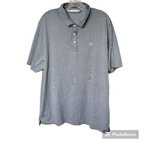 Travis Mathew Gray Striped Golf Polo Mens XL‎ Casual Classic Collared Activewear